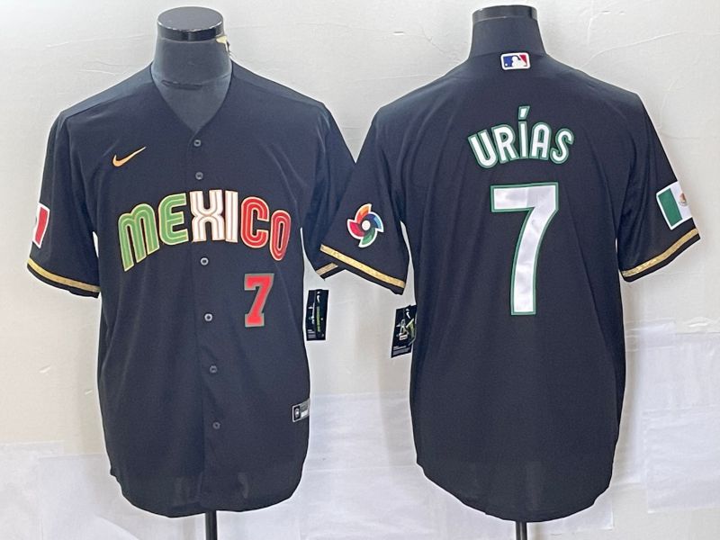 Men 2023 World Cub Mexico 7 Urias Black Nike MLB Jersey style 91823